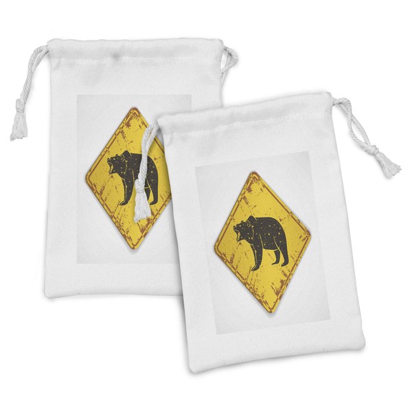 Lunarable Cabin Fabric Pouch Set of 2, Old Grungy Plate