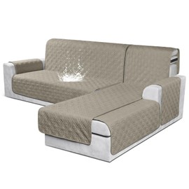 VANSOFY Sectional Couch Covers 100% Waterproof L Shaped Sofa Slipcover 3pcs Reversible Chaise Lounge Cover for Sectional Sofa Furniture Protector Cover for Pets Cat Dog(Large, Khaki)