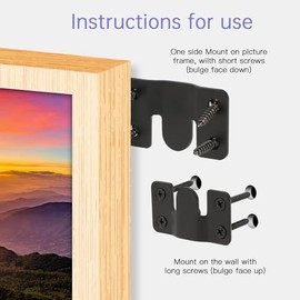 4 Pairs Interlocking Flush Mount Bracket Picture Hanging Hooks Black Stainless Steel Heavy Duty Photo Frame Hook Large Picture Hanger Buckle Furniture Connector Headboard Wall Mounting Hardware