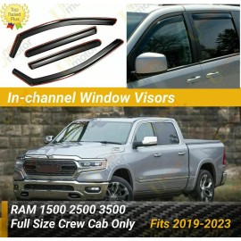 Fits 19-24 Ram1500 2500 3500 In-Channel Vent Window Visors Rain Guard Deflector