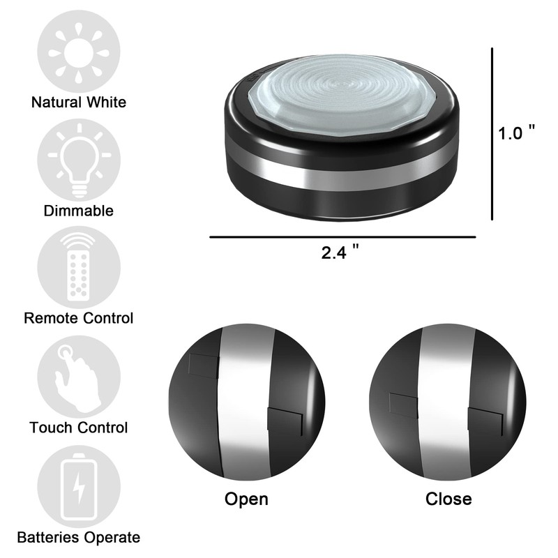 Starxing Puck Lights with Remote Control, Under Cabinet Lighting Dimmable