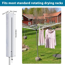 AiQInu Rotary Airer Protective Cover, Robust and Weatherproof Cover for Rotary Airer, Tear-Resistant and Waterproof, 16 x 16 x 165 cm, Cover for Rotary Airer, Clothes Line Protection