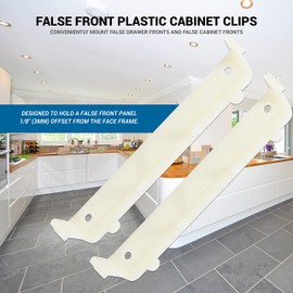 20 Pairs of Rok Hardware Plastic False Front Cabinet Clips 5" (127mm) Overall Length, Screws Included, R3307