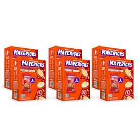 Mavericks Sandwich Crackers Peanut Butter - Peanut Butter Crackers, Snack Crackers, Sandwich Cracker Snack Packs Bulk, Whole Grain, Non-GMO - 6 Boxes (36 Snack Packs)