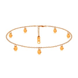 Kim Johanson Stainless Steel Women's Anklet with Coins in Rose Gold with 7 Small Plates | Balls | Waterproof | Women Boho Jewellery | Adjustable Including Jewellery Bag, Stainless Steel