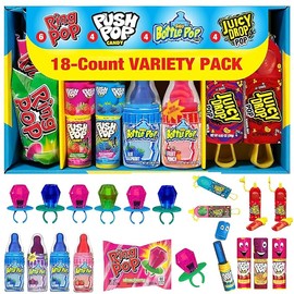 Candy Variety Pack - 18 Count Assorted Lollipops - Ring Pop, Push Pop, Baby Bottle Pop & Juicy Drop - Ideal for Birthdays, Party Favors, Celebrations & Candy Gifts by Bazooka Candy Brands