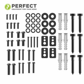 Perfect VESA Screw Set - 66 Pieces, Ideal for TV Mounting, TV Wall Mount, TV Bracket, Mounting Screws with Dowels and Washers, Black
