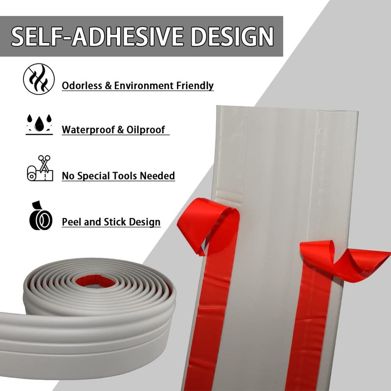 Wall Base Molding Trim Peel and Stick Rubber Baseboard Moulding