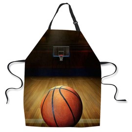 afidomu Kitchen Cooking Apron Basketball Court Ball Apron Home Baking Chef Apron Waterproof For Women Men 31X27 Inches