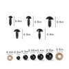 100PCS 6mm-12mm Solid Black Eyes with Washers, Sewing for DIY