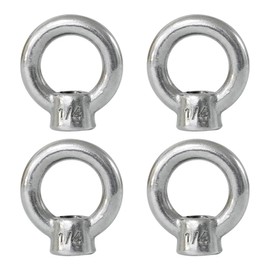 Qlvily 4 Packs 316 Stainless Steel Lifting Eye Nut 1/4" UNC Marine Grade, Female Thread Fastener Ring Shaped Eye Nut