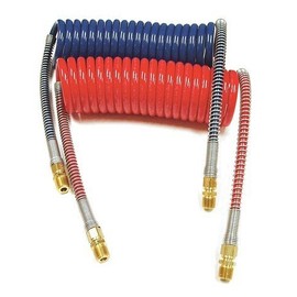 15' Working Length Red and Blue Coiled Air Hose Set for Trucks 452711 NEW - Interchange -