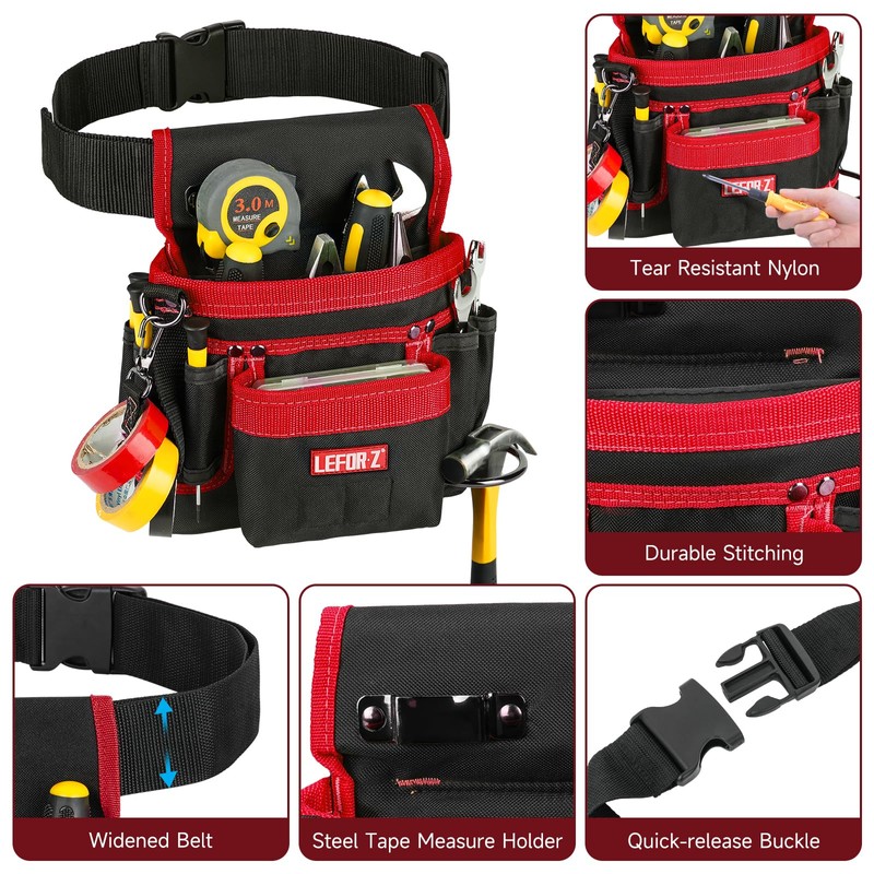 Tool Belt,Magnetic Tool Pouch,14-Pockets Tool Belts for Men,Detachable & Adjustable