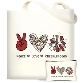 DHQH Cheerleader Gifts for Women, Cheer Tote Bag for Birthday Christmas, Mothers Day Gifts for Her, Sports Party Favor Reusable Grocery Bag for Cheerleaders