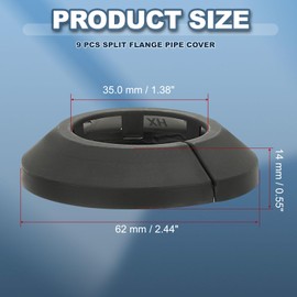 PATIKIL 35mm Plumbing Cover Plates, 9 PCS Wall Split Flange Pipe Cover Decoration Escutcheon Plate Collar Flange Water Pipe Cover Decoration PP Plastic for Wall Pipe Tube Hole, Black