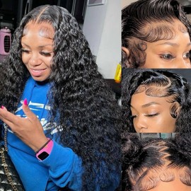 serwell 26 Inch Water Wave Lace Front Wigs Human Hair 13x6 HD Lace Front Wigs Deep Wave 200% Density Wet and Wavy Lace Front Wigs Human Hair Deep Wave Wigs for Black Women