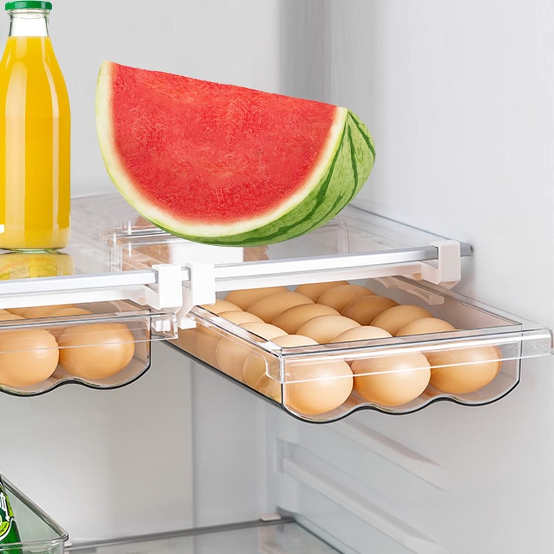 Drawers, Egg Holder, Extendable Fridge Drawer, Space for 18 Eggs,