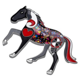 WEVENI Enamel Horse Brooch Pins Fashion Horse Jewellery for Women Girls Horse Lovers Horse Things Charms Horse Decoration Gift, Zinc, No Gemstone