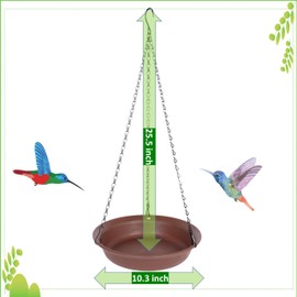 VUWEZ Hanging Bird Bath, 2 Pack Hanging Bird Feeder for Outdoors, Bird Water Feeder Tray Bowl Accessories for Outside, Plastic Birdbaths Tray for Garden Patio Decoration (10", Chocolate)