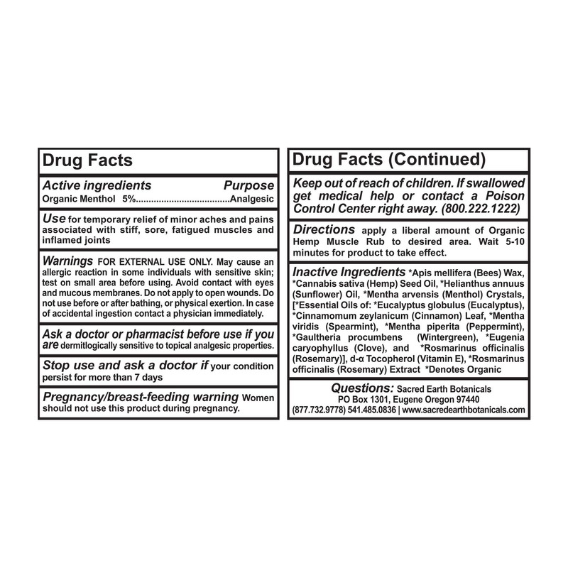 Sacred Earth Botanicals Organic Muscle Rub Single (2-Pack)
