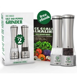 Salt and Pepper Grinder Set - Manual Pepper grinder and Salt Grinder | Pack of 2 Mills | Premium Stainless Steel | Adjustable Coarseness | Gift Box