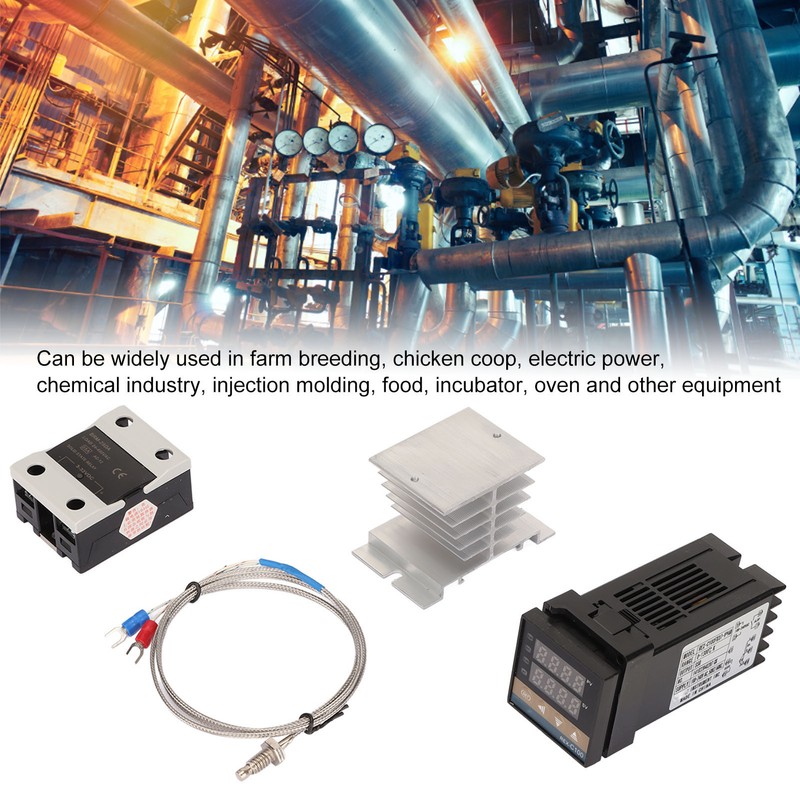 PID Temperature Controller Set K Type Thermocouple Heat Sink Relay