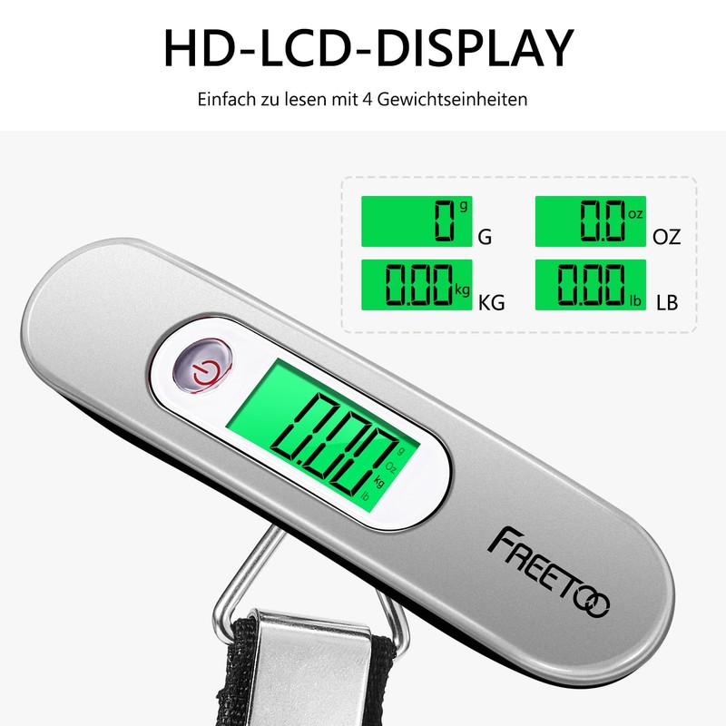 Freetoo Digital Luggage Scales, Portable Hanging Scales, LCD Display with