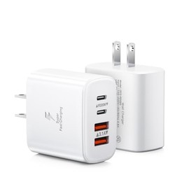 Bloque de cargador USB C, paquete de 2 cargadores de pared USB C de 40 W de 4 puertos de carga rápida adaptador de corriente PD de doble puerto+QC enc