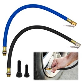TULEBOLIAN Pack of 2 Tyre Inflator Hose with 2 Rubber Valves, 12.5 mm Valve Extension, Tyre Inflator Hose Adapter, Snap-in Rubber Valves Valves, for Bicycle, Motorcycle, Car (38 cm)