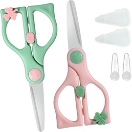 2 Ceramic Baby Food Scissors - Portable Scissors - Kids - Healthy Food Cutter with Dust Cover - Easy to Cut Baby Food Cuts Meat, Chicken, Vegetables, Fruits