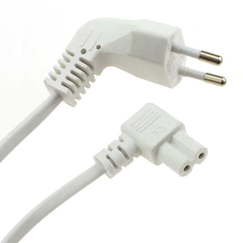 Right Angled 2-Pin Euro Plug to Figure of 8 C7