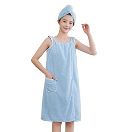 JIAHG Women's Sauna Kilt Women's Bath Towel Bathrobe Shower Towel Spa Beach Swimming Soft Absorbent Towel Sauna Towel Sauna Skirt Sauna Sarong 75 cm x 150 cm (Blue, 135 x 85 cm)