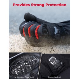 KEMIMOTO Winter Motorcycle Gloves for Men Women, with Touchscreen Waterproof Warm Anti-Slip for ATV Snowmobile Skiing Riding Red XL