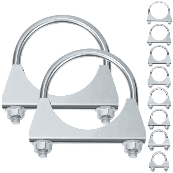 Keadic 2Pcs 2-3/4" Zinc Plated Exhaust U Clamps, Universal Silencer