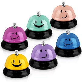 Tudomro 6 Pcs Call Bell Service Bell for Desk Smile Face Dinner Bell 3 Inch Diameter Metal Desk Bell Anti Rust Classroom Bell for Hotel Restaurant Office School Kitchen Bar(Vintage Colors)