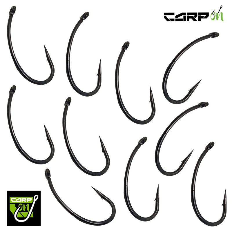 Carp On - Pack of 10 Eyed Fishing Hooks Made