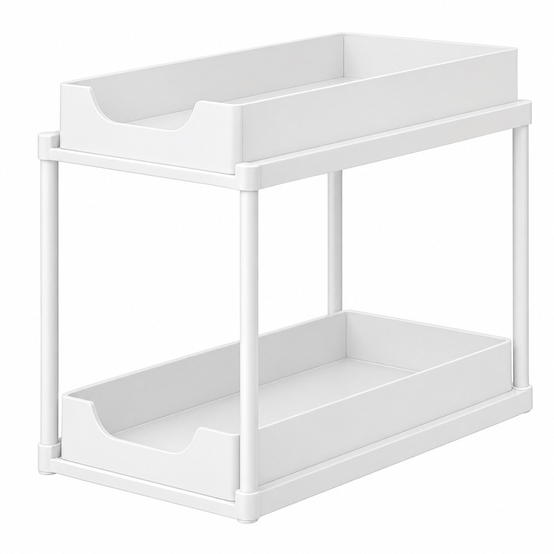 2-Tier Kitchen and Bathroom Organizer Rack – Black Metal Storage
