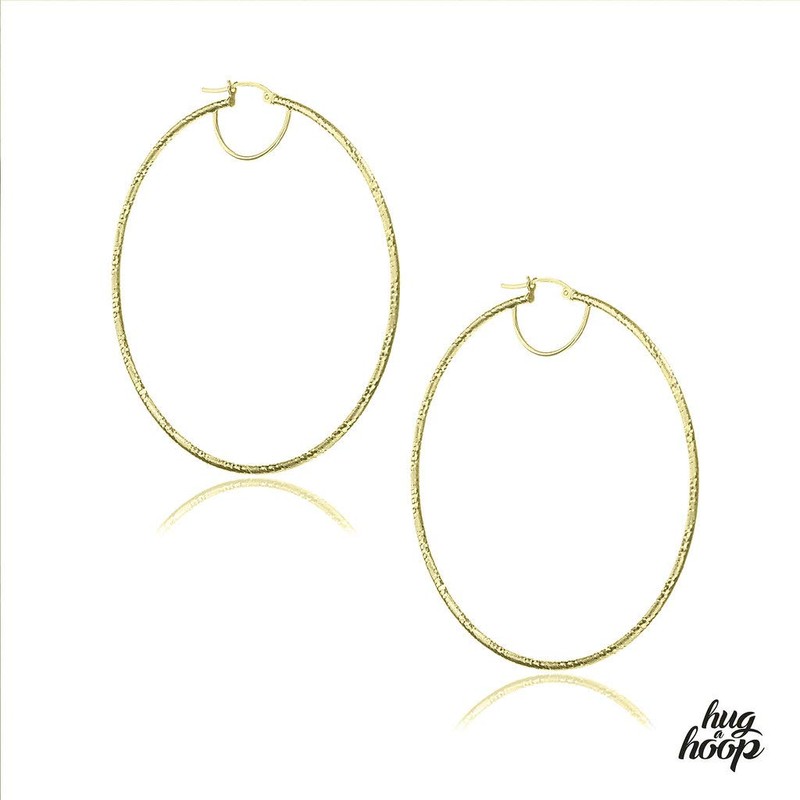 HUG A HOOP - 925 Sterling Silver Gold Overlay Textured