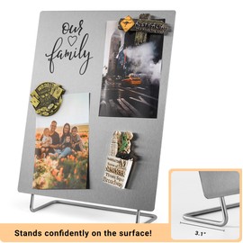 Large Magnetic Bulletin Board – Dry Erase Memo Board with Stand – Metal Easel for Magnet Display – 12x10 Inches + 4 Magnets