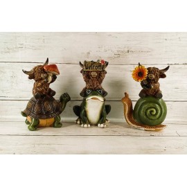 Gerson Spring Decor - Garden Friends Highland Cow Figurine 3pc