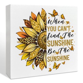 Therapy Office Desk Wooden Box Sign Decor, Mental Health Sunflower Wood Box Sign Decorations for School Psychologist Therapy Office, Gifts for Therapist Psychologist School Counselor, Be The Sunshine