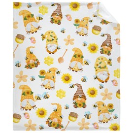 SUPERICH Gnome Bee Baby Blanket Gifts Super Soft Swaddle Newborn Cozy Baby Receiving Blanket Stroller Throw Blanket for Crib 40x30 for Baby/Puppy