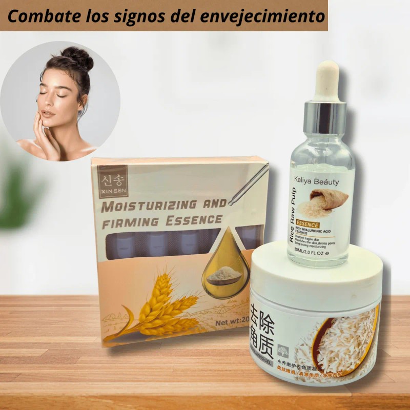 Exfoliante Arroz Hidratante Aclarante + Serum Ac Hialuronico