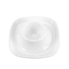 Flexzion Ceramic Egg Cups Set of 4 Pack, Porcelain Hard Soft Boiled Egg Holder Keeper Container w/Base, Stackable Serving Dish Plate Stand Serveware for Countertop Display Kitchen (White)