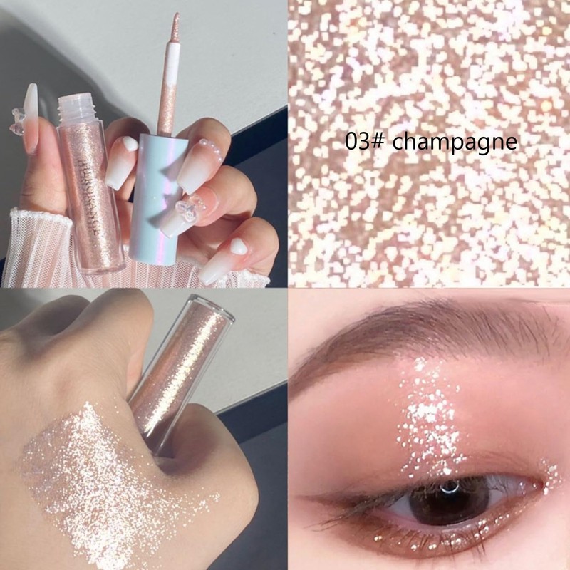 KARLOR Glitter Eyeshadow Liquid, 3 Pieces Glitter Eyeshadow Liquid Eyeshadow