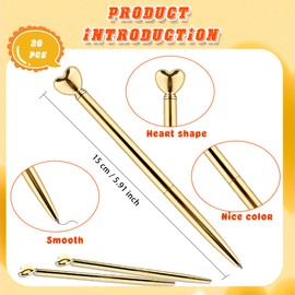 30 Pcs Heart Shaped Heart Shaped Ballpoint Pens Retractable Heart Shaped Pens Bulk Wedding Gifts for Women Valentine's Bridal Shower Office Supplies