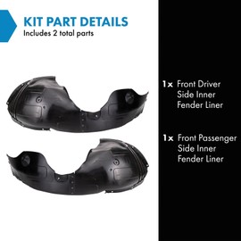 TRQ TRQ Front Inner Fender Liner Set Compatible with 2020-2022 Kia Soul KI1248162 KI1249162
