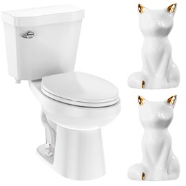 2 Pack Toilet Bolt Covers, Ceramic Toilet Bolt Caps Lovely Cate Toilet Screw Cover Caps, Fashion Toilet Decorative Avoid Rusting of Bolts
