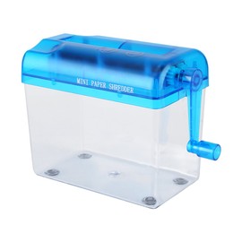 Trituradora de papel portátil, tamaño A6, portátil, tamaño pequeño, manual, para oficina, hogar, escuela, 16 x 9 x 14.5 cm, Azul, 1                   