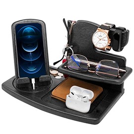 Gifts for Men Christmas Rotating Wood Docking Station Gifts for Men Bedside Organiser for Him Mens Birthday Gifts for Him Watch Wallet Stand for Men Grandad Dad Gifts Xmas Presents for Mens Organiser
